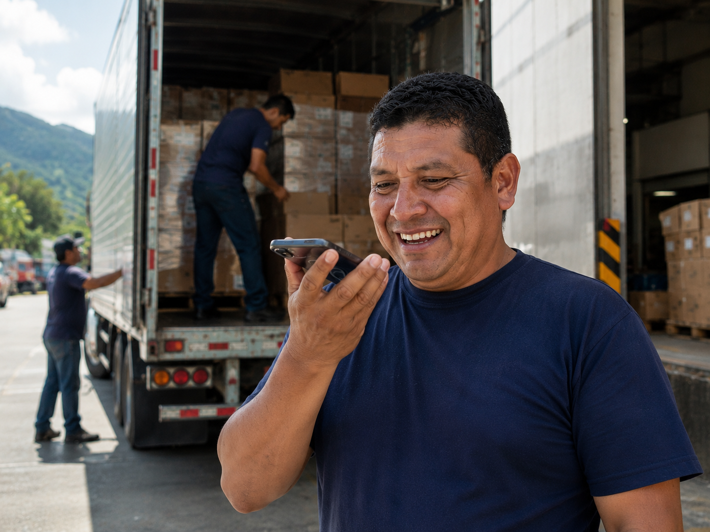 Driver confirming a delivery over WhatsApp